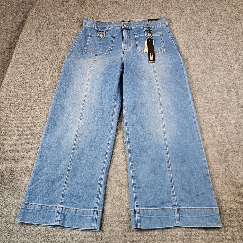Nanette Lepore Jolie Super High Rise Wide Leg Jeans Light Wash Blue 16W NWT